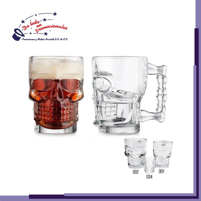 Tarro Cervecero de Vidrio en Forma de Craneo Calavera CR-002