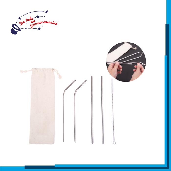 Kit Ecológico de Popotes de Acero Inoxidable Modelo D-A2647