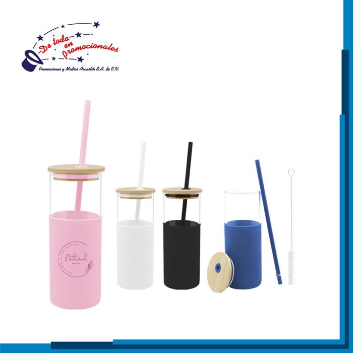 Cilindro de Vidrio con Tapa de Bambú Modelo D-A2855